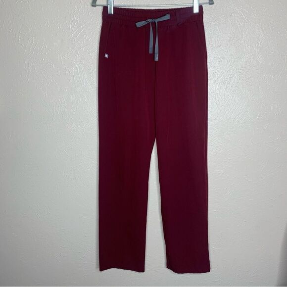 Figs Pants - Figs straight leg pants burgundy